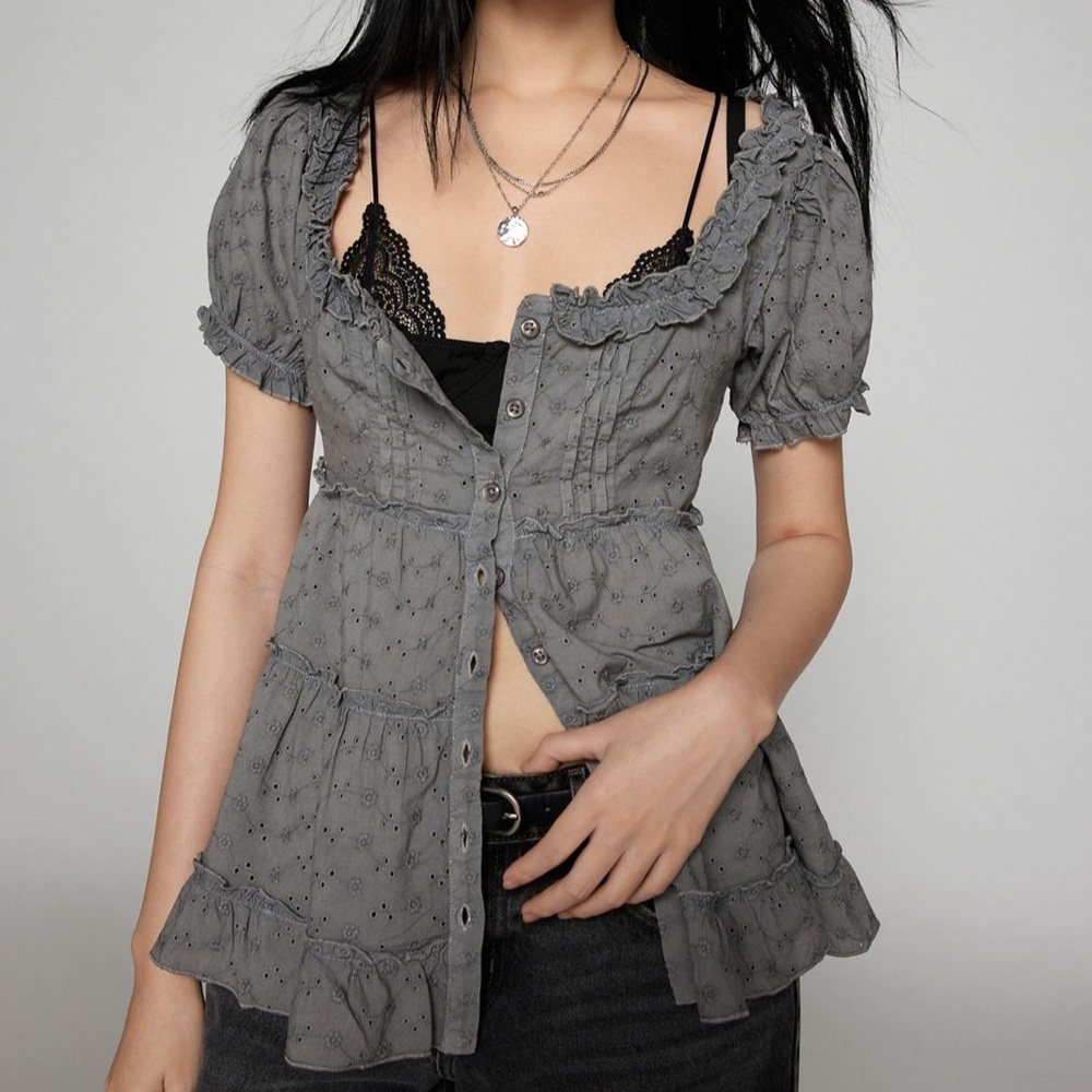 Kimchi Blue Angela Eyelet Babydoll Tunic Top
